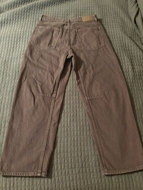 Madewell The Darted Barrel Leg Jean in olive taupe wash